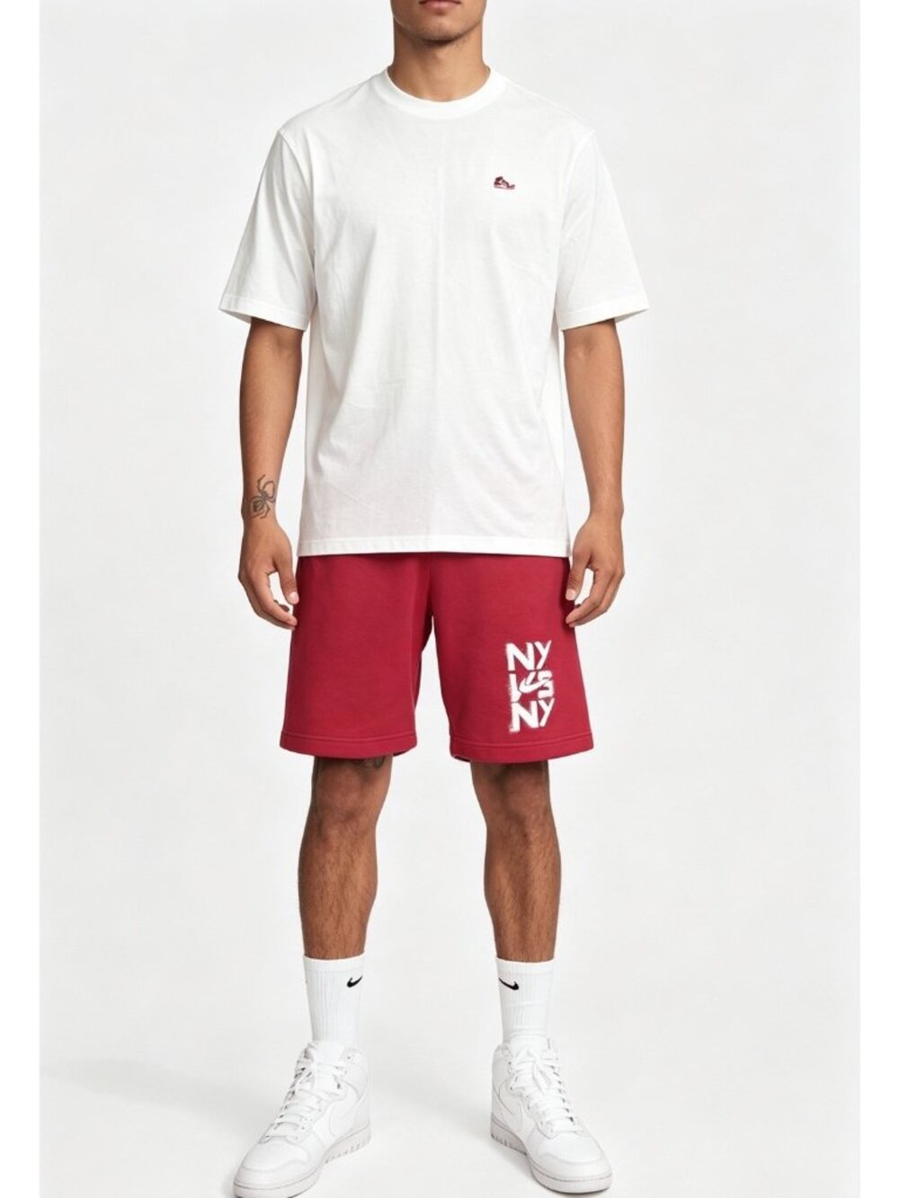 Men's Nike Jorden Sneaker Patch Shirt And Fleece Shorts Set Size Small